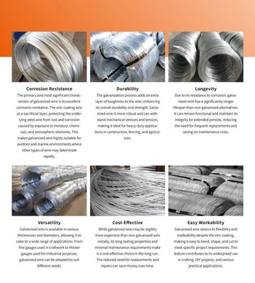 Handwerk AISI Hoog koolstofgehalte 0,5 mm 1,0 mm 1,5 mm gegalvaniseerd draad voor de productie van handwerk