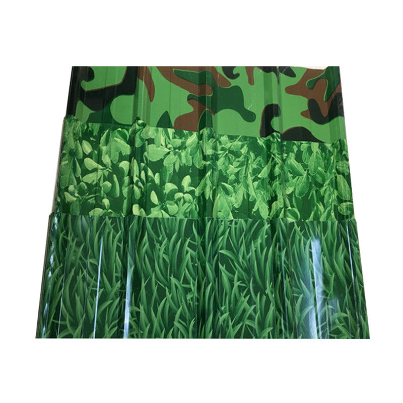 600-1500 mm Breedte Gras/camouflage patroon slijtvast gekleurd gegalvaniseerd gegolfd stalen dakblad voor speciale constructie